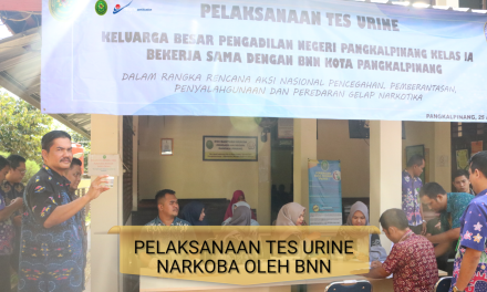 Pelaksanaan Tes Urine Keluarga Besar Pengadilan Negeri Pangkalpinang Bekerjasama Dengan BNN Kota Pangkalpinang