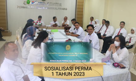 Sosialisasi PERMA No.1 Tahun 2023 secara daring melalui zoom meeting